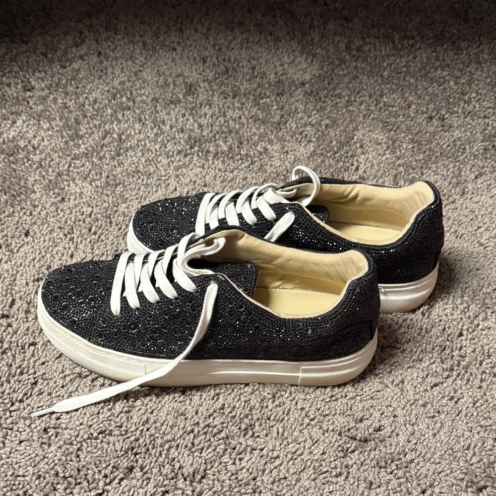 Betsey Johnson Women's Black Rhinestone Sneakers